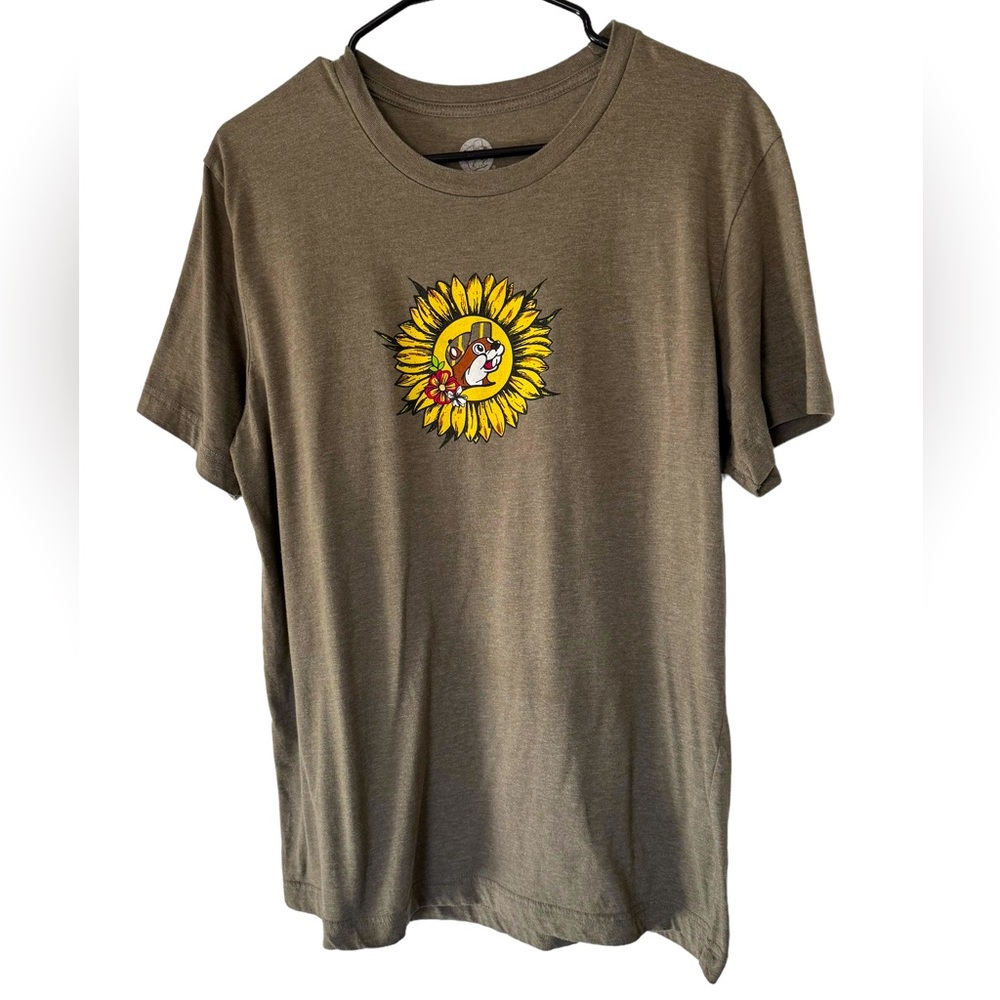 Bucees Be Happy Unisex Brown Short Sleeve Tee Flower and Bees